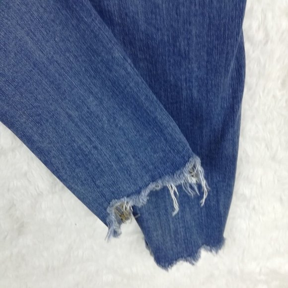 Flying Monkey Womens Jeans Skinny Blue Denim Ripped Raw Hem‎ Light Wash 25 - Picture 6 of 12